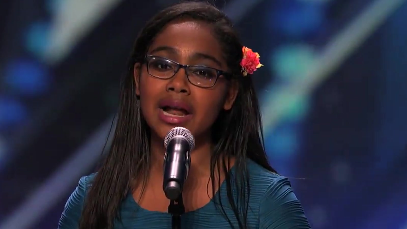 11-year-old Arielle Baril singing on America's Got Talent