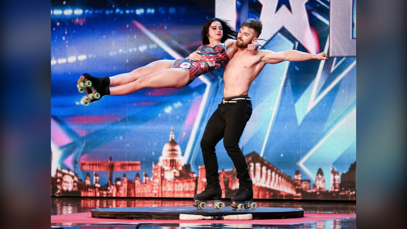 Billy and Emily England roller skating act