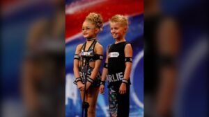 Cheeky Monkeys Krista and Charlie on stage